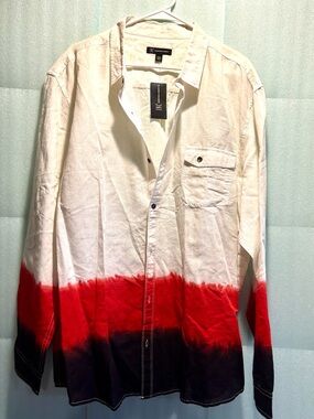INC International Concepts White to Red Ombre Button-Down Shirt